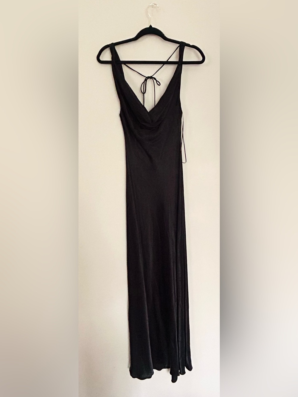 Zara Black Satin Midi Dress NWT